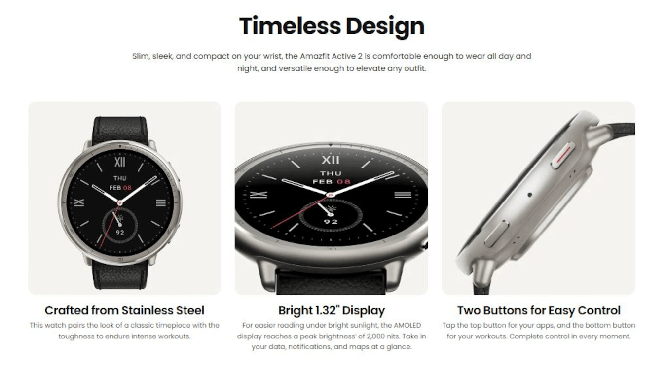 Active 2 (Round, Black Leather - Premium)