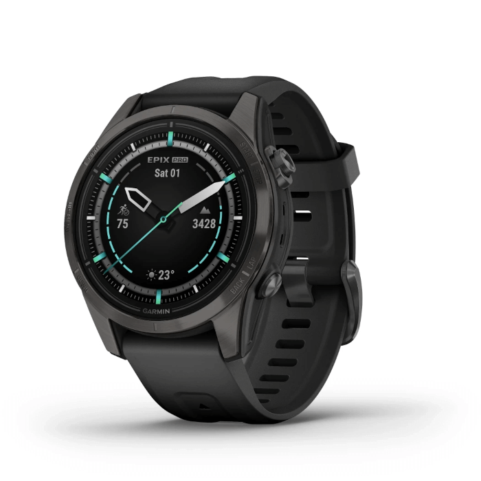 Garmin Epix Pro (Gen2) Sapphire Edition (47mm, Carbon Grey DLC, Black, Silicone Band)