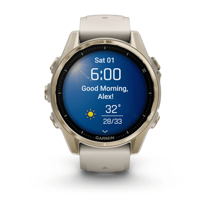 Fenix 8 (43mm, AMOLED, Sapphire, Titanium, Fog Grey, Silicone Band)