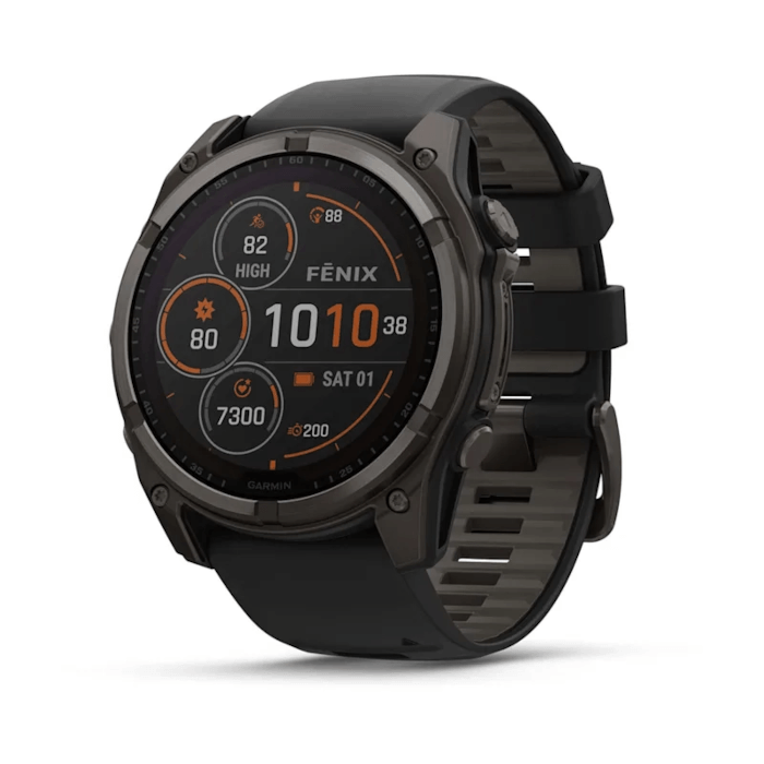 Garmin Fenix 8 (47mm, SOLAR, Carbon Grey DLC, Titanium, Pebble Grey, Silicone Band)
