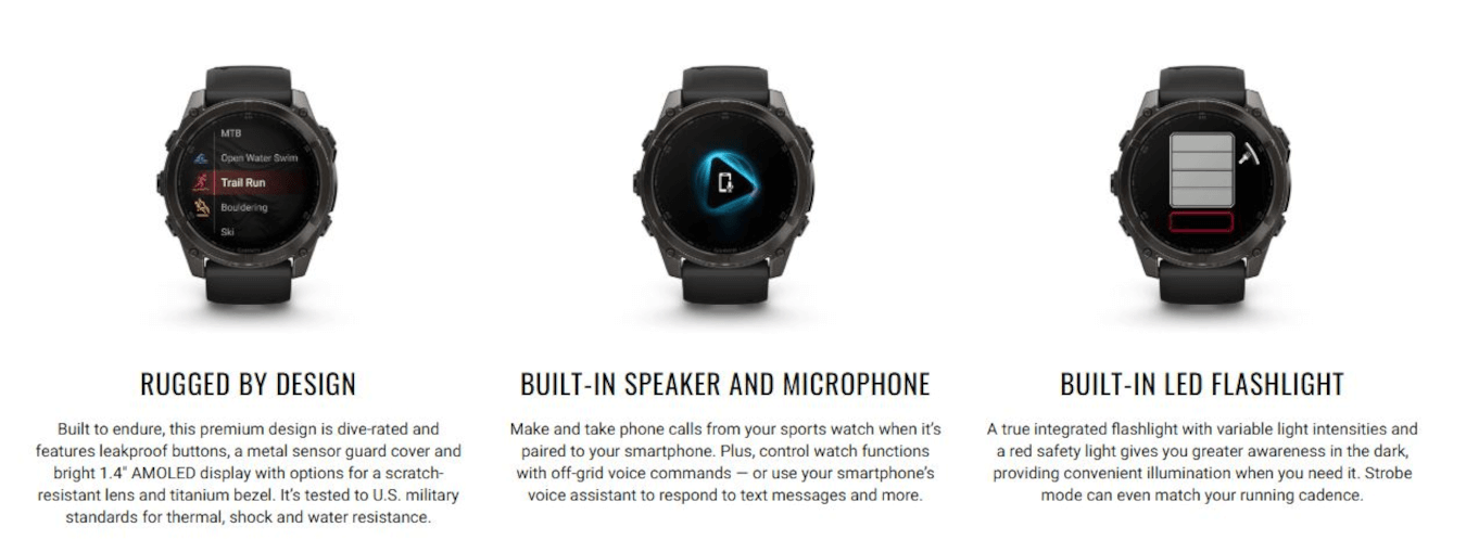 Fenix 8 (51mm, AMOLED, Carbon Grey DLC, Titanium, Pebble Grey, Silicone Band)