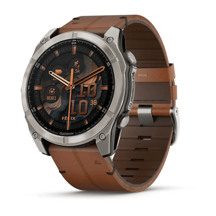 Garmin Fenix 8 (51mm, AMOLED, Sapphire, Titanium, Chestnut, Leather Band)