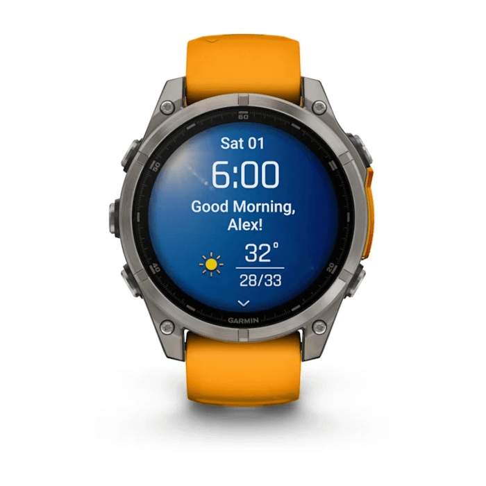 Fenix 8 (51mm, AMOLED, Sapphire, Titanium, Spark Orange, Silicone Band)