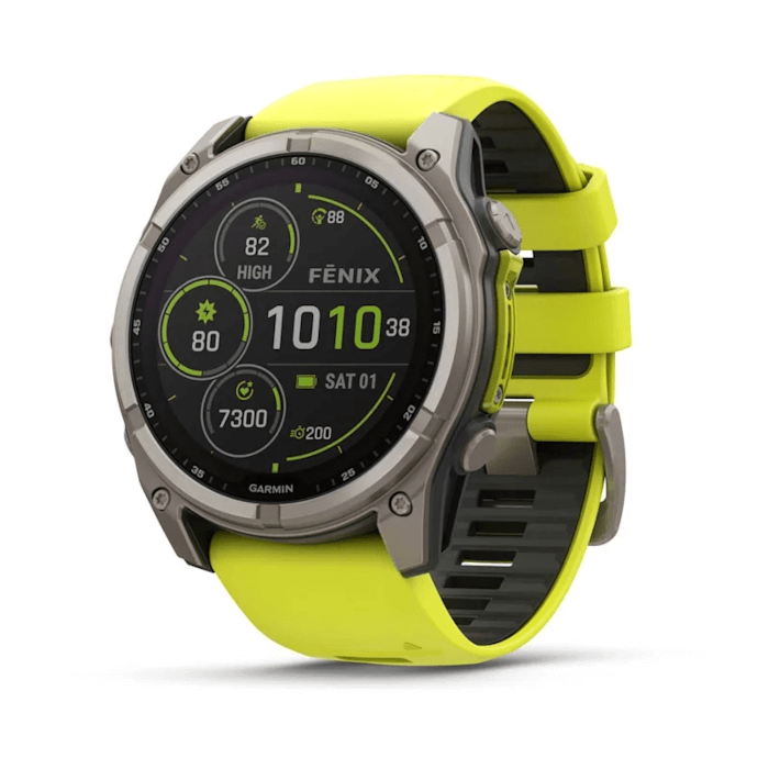 Garmin Fenix 8 (51mm, SOLAR, Sapphire, Titanium, Amp Yellow, Silicone Band)