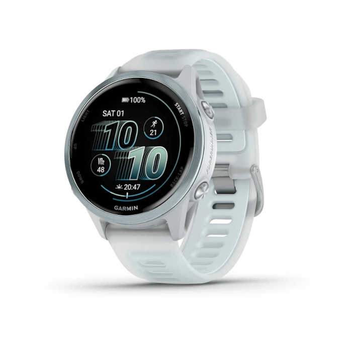 Garmin Forerunner 570 (42mm, Cloud Blue, Aluminium, Whitestone, Band)