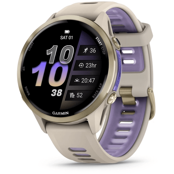 Garmin Forerunner 970 (Soft Gold Titanium, French Grey Band)