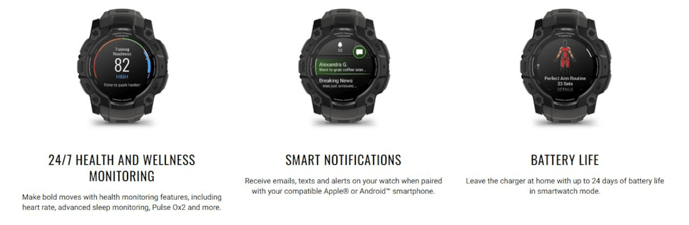 Instinct 3 (45mm, Black, Amoled, Black, Band)