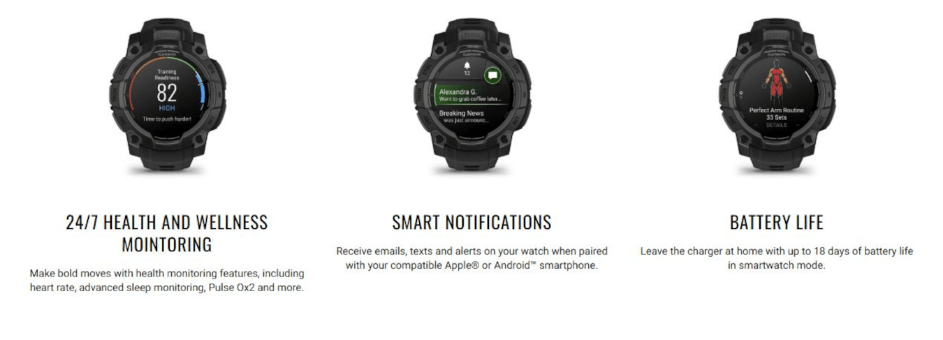 Instinct 3 Tactical Edition (45mm, Black, Solar, Black, Band)