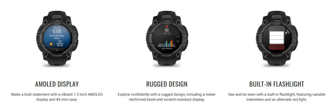 Instinct 3 Tactical Edition (45mm, Black, Solar, Black, Band)